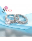 JEXXI 925 wybity Sterling srebrny pierścień ustawia 2 sztuk Bijoux pełne afryki AAA kryształowe serce kamień pierścionki romanty