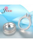 JEXXI 925 wybity Sterling srebrny pierścień ustawia 2 sztuk Bijoux pełne afryki AAA kryształowe serce kamień pierścionki romanty