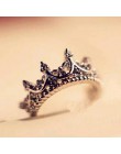 FAMSHIN moda w stylu Vintage srebrny kryształ wiertła Hollow w kształcie korony królowej temperamentu pierścienie dla kobiet wes