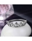 FAMSHIN moda w stylu Vintage srebrny kryształ wiertła Hollow w kształcie korony królowej temperamentu pierścienie dla kobiet wes