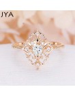 JYA Retro kobiety pierścienie w stylu barokowym luksusowych wzrosła złoty kwiat kształt obrączka oświadczenie biżuteria w stylu 