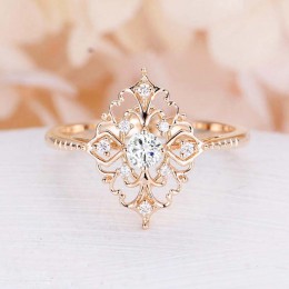 JYA Retro kobiety pierścienie w stylu barokowym luksusowych wzrosła złoty kwiat kształt obrączka oświadczenie biżuteria w stylu 