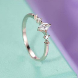 ROMAD Marquise Cut pierścionek zaręczynowy dla kobiet trzy kamień klastra dla nowożeńców pierścionki biżuteria ślubna delicje da