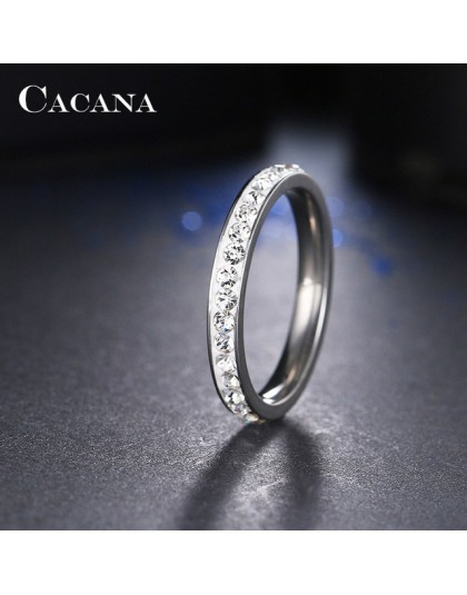 CACANA pierścienie ze stali nierdzewnej dla kobiet małe CZ Surround spersonalizowane mody biżuteria hurtowych, ale nie gwarantuj