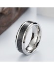 Moda ze stali nierdzewnej węgla pierścień z włókna dla mężczyzn kobiety para pierścień czarny srebrny kolor biżuteria męska akce