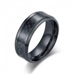Moda ze stali nierdzewnej węgla pierścień z włókna dla mężczyzn kobiety para pierścień czarny srebrny kolor biżuteria męska akce