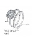 FAMSHIN moda Engagemen cyrkon kryształowe Rings kobiet dziewczyny srebrny wypełniony Wedding Ring Set kochanka biżuteria ślubna 