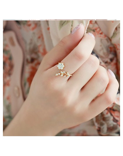 Hot moda regulowane pierścienie kolor złoty i srebrny Plated życzeniowe kwiat liście i gałęzie Finger pierścienie dla kobiet biż