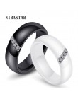 Unikatowe pierścionki kobiety 6mm czarny biały pierścień ceramiczny dla kobiet indie kamień kryształ Comfort obrączki zaręczynow