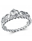 Moda kryształ kolor srebrny pierścień dla kobiet kwiat miłość serce korona pierścienie koktajl części Pandora pierścień biżuteri