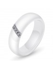 Unikatowe pierścionki kobiety 6mm czarny biały pierścień ceramiczny dla kobiet indie kamień kryształ Comfort obrączki zaręczynow