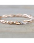 Gorąca sprzedaż 1 PC Trendy srebrny różowe złoto kolor klasyczny Twist liny cyrkoniami Ring Finger dla kobiet modny ślubny preze