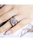 2018 moda krzyż projekt separacji kolorów różowe złoto pierścień kryształ cyrkon wypełnione obrączki ślubne dla kobiet biżuteria