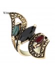W stylu Vintage Boho duże skrzydła pierścień antyczne złoto Gemini pierścienie dla kobiet moda komunikat turcji indyjska biżuter