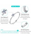 ELESHE autentyczne 925 Sterling Silver palec pierścionek kryształ proste serce obrączki dla kobiet zaręczyny oryginalny srebrny 