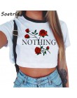 Kobiety, który po list róża Crop Top z krótkim rękawem koszulki z krótkim rękawem kobiety marka nowy Casual Tees lato kobiet T S