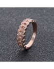 NJ92 gorąca sprzedaż złota róża kolor liści pierścienie dżetów kryształ pierścienie dla kobiet wysokiej jakości moda biżuteria ś