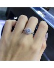 CC S925 srebrne wesele ślub wesele pierścionki dla kobiet Charms królowa księżniczka pierścień okrągły różowy kamień ślubne zarę