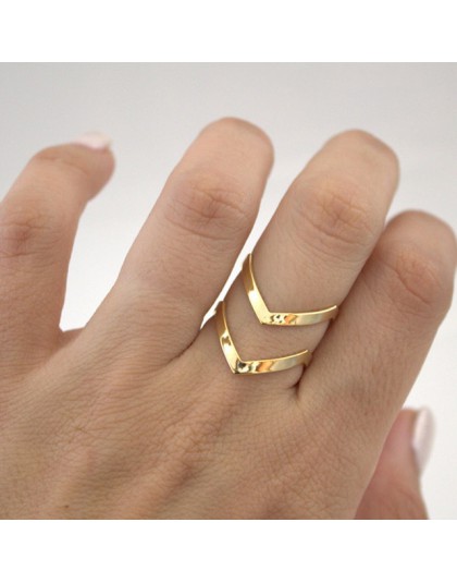 SMJEL 2019 nowych moda Boho podwójne linie V Chevron pierścienie dla kobiet prezent proste geometria Bague Dainty pierścienie Fe