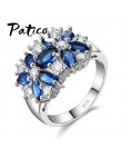 PATICO czysta 925 Sterling Silver musujące pierścionki dla kobiet dziewczyn Brilliant CZ kryształ ślub zaręczyny biżuteria lato 