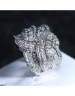 Luksusowy pierścień z cyrkoniami i kamieniami modna obrączka ślubna srebrna