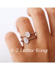 Spersonalizowane grawerowane do układania w stos małe owalne A-Z list pierścień ręcznie tłoczone minimalistyczny początkowego pi