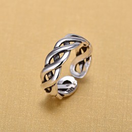 925 Sterling Silver otwarte pierścienie dla kobiet oryginalne ręcznie robione Sterling srebrny uzwojenia Twist Hollow pierścionk