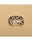 925 Sterling Silver otwarte pierścienie dla kobiet oryginalne ręcznie robione Sterling srebrny uzwojenia Twist Hollow pierścionk