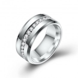 ZORCVENS czarny i srebrny kolor tytanowa stal nierdzewna pierścionki dla kobiet biały CZ kamień moda biżuteria hurtowych