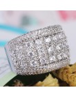 Moda duży srebrny CZ cyrkon kamień pierścionki dla kobiet ślub zaręczyny biżuteria