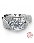 Moda elegancka oryginalna 925 Sterling Silver Rings dla kobiet olśniewający kwiat pierścień 1 Carat cyrkon rocznica sprzedaż Bij