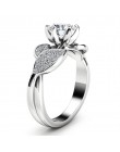 Moda elegancka oryginalna 925 Sterling Silver Rings dla kobiet olśniewający kwiat pierścień 1 Carat cyrkon rocznica sprzedaż Bij