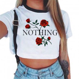 Kobiety, który po list róża Crop Top z krótkim rękawem koszulki z krótkim rękawem kobiety marka nowy Casual Tees lato kobiet T S