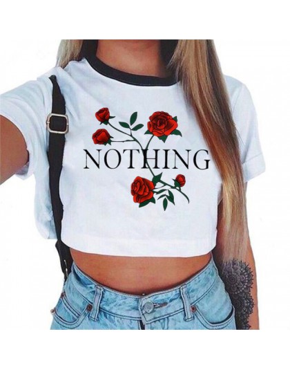 Kobiety, który po list róża Crop Top z krótkim rękawem koszulki z krótkim rękawem kobiety marka nowy Casual Tees lato kobiet T S