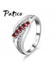 PATICO wspaniałe czechy styl atrakcyjny Design biżuteria fioletowy AAA kryształ 925 srebrny pierścień hurtownie darmowa wysyłka
