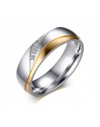 Spersonalizowane romantyczny ślub pierścionki dla zakochanych złoty ze stali nierdzewnej ze stali nierdzewnej para pierścienie d