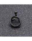 Punk zwierząt pierścień gotycki czarny srebrny metalowy wąż pierścienie dla kobiet mężczyzn klub nocny Unisex regulowany Anillos