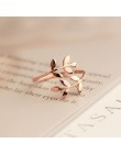 FAMSHIN moda róża w kolorze różowego złota kolor drzewo gałąź liście otwarty pierścień dla kobiet obrączki regulowane pierścionk