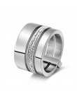 Effie królowa 15mm duże 3 warstwy pierścienie 316L ze stali nierdzewnej z cyrkonią kobiet pierścionek zaręczynowy ślub kobiet bi