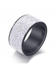 Moduł moda pełna kryształ duże obrączki dla kobiet romantyczny ze stali nierdzewnej pierścień Bague Femme złoty kolor pierścień 