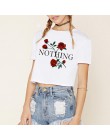 Kobiety, który po list róża Crop Top z krótkim rękawem koszulki z krótkim rękawem kobiety marka nowy Casual Tees lato kobiet T S