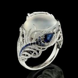 2018 w stylu Vintage srebrny Hollow naturalny opal kot oko pierścienie srebrne pióro duży kamień pierścienie dla kobiet moda biż