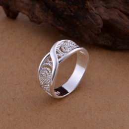 Wspaniały zaokrąglone Hollow błyszczący pierścionek cena hurtowa 925 moda biżuteria posrebrzany pierścionek Engagemetn/Wedding P