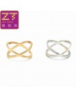 2018 nowości Hot moda kobiety pierścień kolor złoty i srebrny Plated X krzyż Stereo Surround Hollow pierścień dla kobiety biżute