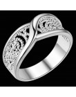 Wspaniały zaokrąglone Hollow błyszczący pierścionek cena hurtowa 925 moda biżuteria posrebrzany pierścionek Engagemetn/Wedding P