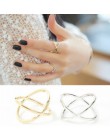 2018 nowości Hot moda kobiety pierścień kolor złoty i srebrny Plated X krzyż Stereo Surround Hollow pierścień dla kobiety biżute