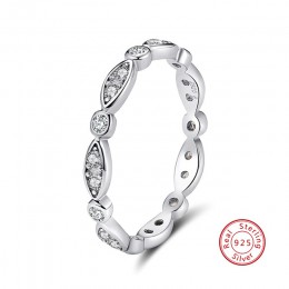 ORSA klejnoty prawdziwe 925 Sterling Silver kobiety pierścionki AAA Cubic cyrkon moda ślub pierścień biżuteria okrągły palec pie