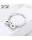X & P moda śliczne koreański Bowknot do układania w stos srebrny kryształ pierścionki dla kobiet zaręczyny ślub sześcienne za po