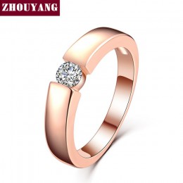 ZHOUYANG 4.5mm serca i strzały cyrkonia ślub pierścień różowe złoto i srebro kolor klasyczny palec pierścień R400 R406