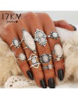 17 KM nowy projekt w stylu Vintage Opal Knuckle pierścionki zestaw dla kobiet Boho geometryczny wzór kwiat pierścienie Party cze